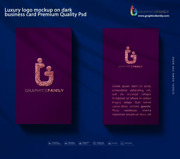 Download Luxury logo mockup on dark business card Premium Quality Psd - GraphicsFamily