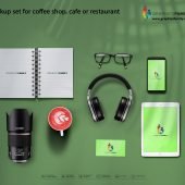 Mockup set for coffee shop, cafe or restaurant