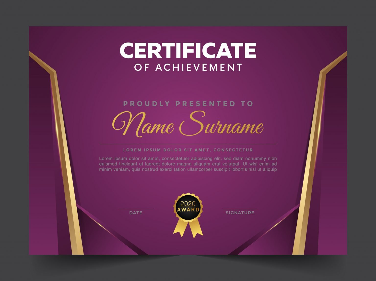 💜👨Modern Certificate of Honor Ready to Print Template – GraphicsFamily