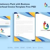 Modern Stationery Pack with Business Card Letterhead Invoice Template Free Psd