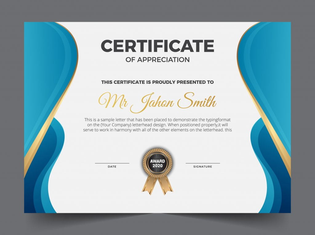 Modern certificate award template design vector illustration ...