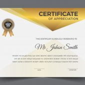 Premium golden white certificate template design