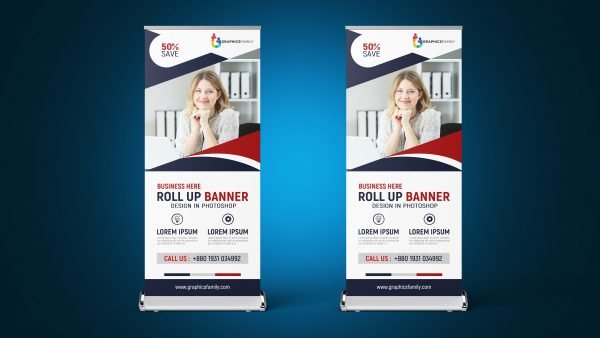 Professional roll up stand banner template design Free PSD – GraphicsFamily