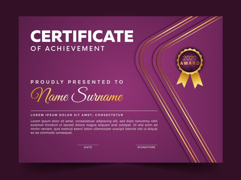 🔮 🦄 Purple Cool Diploma Template – Graphicsfamily