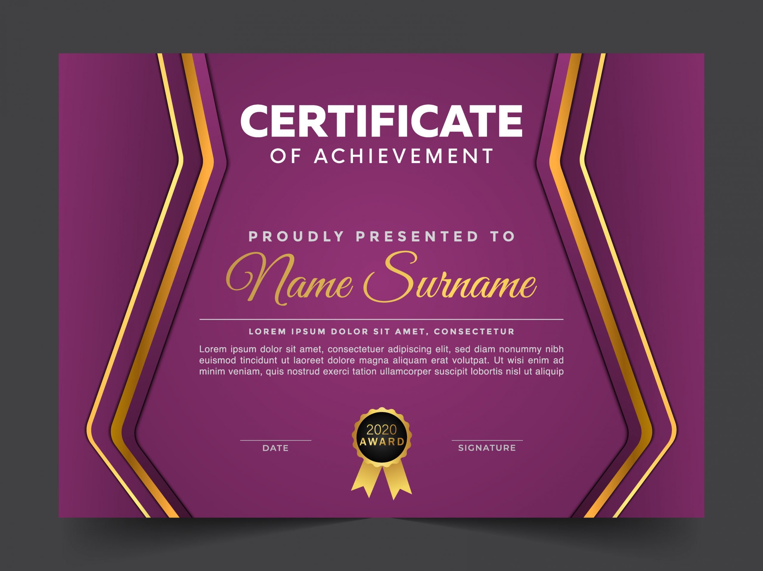 ? Purple Modern Certificate Design – GraphicsFamily