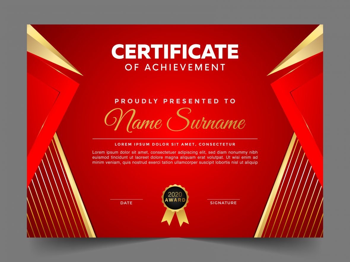 Red and Gold Modern Diploma Template