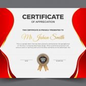 Red and white elegant certificate of achievement template background
