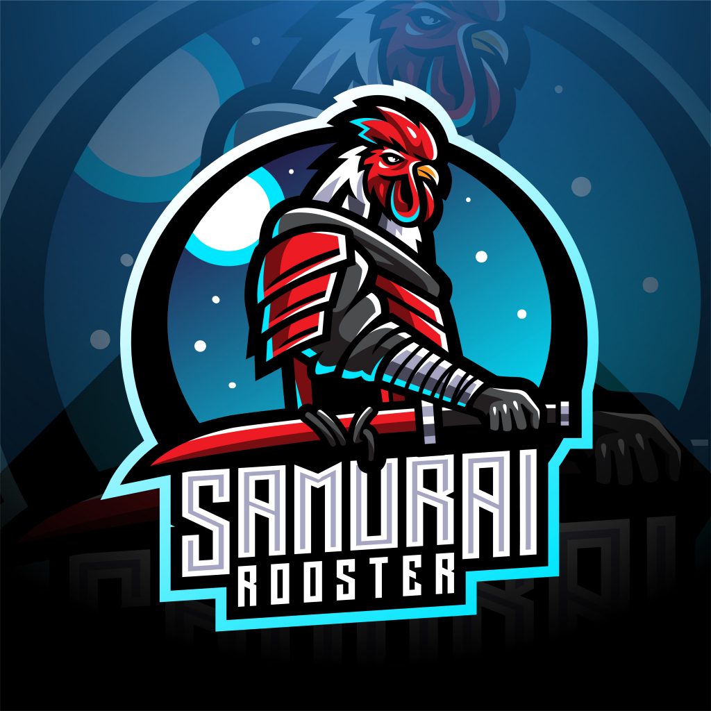 Samurai Rooster Esports Mascot Logo Template GraphicsFamily