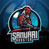 Samurai Rooster Esports Mascot Logo Template