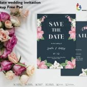 Save the date wedding invitation card mockup Free PSD