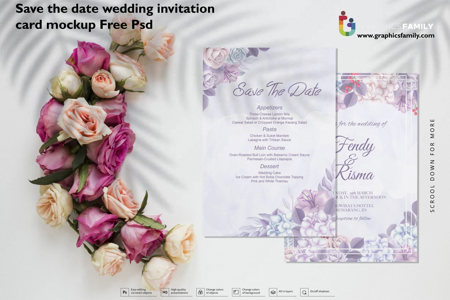 Download Save the date wedding invitation card mockup Free PSD - GraphicsFamily