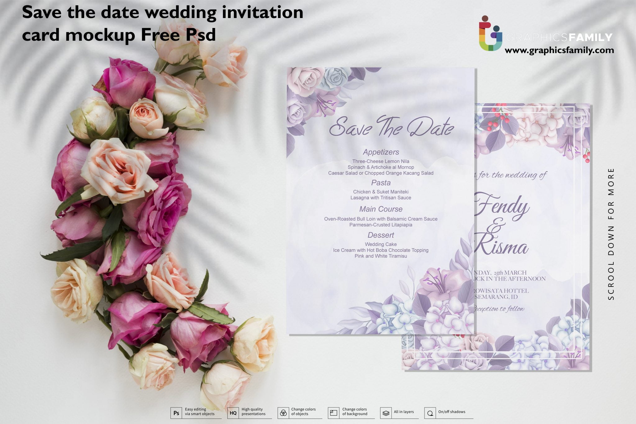 Download Save the date wedding invitation card mockup Free PSD ...