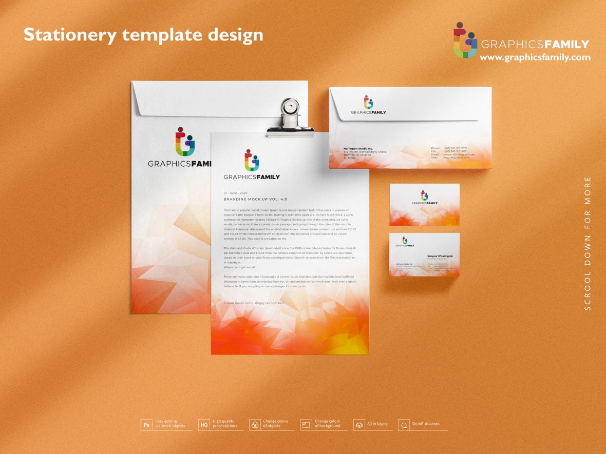 Stationery template design by GraphicsFamily