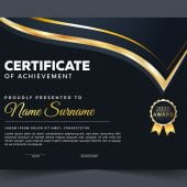 Stylish certificate template design in golden theme