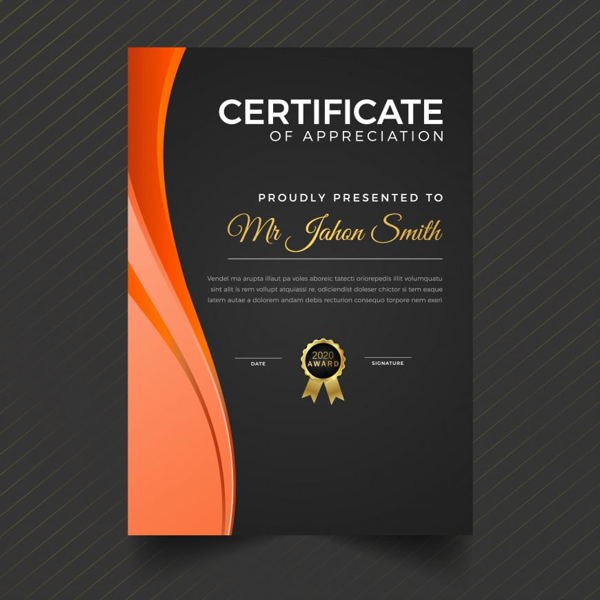 ⚫✒️ Vertical Modern Certificate of Appreciation