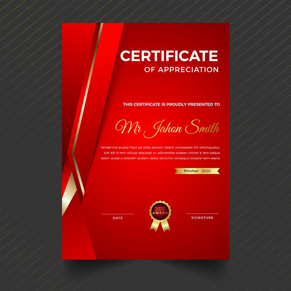 Vertical Red Certificate