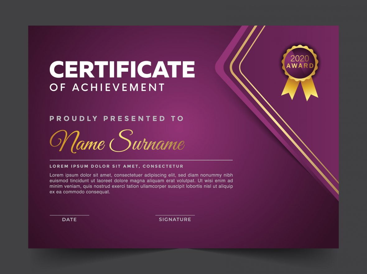 Violet Editable Certificate Template Graphicsfamily