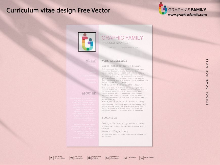 Curriculum vitae design Free Vector