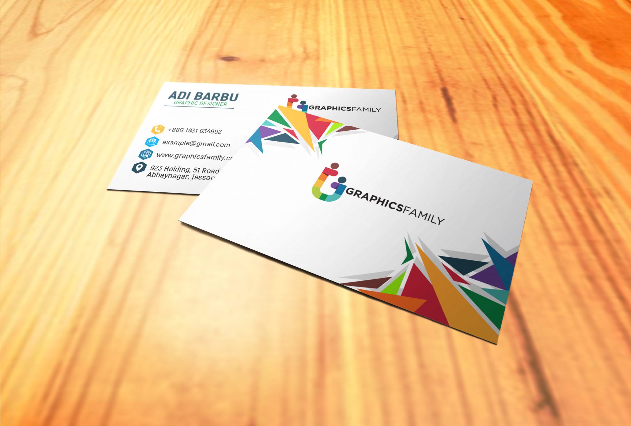 Colorful Simple Business Card Design – GraphicsFamily