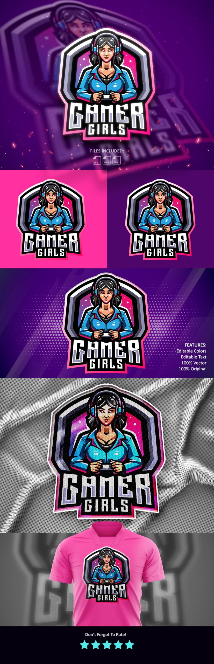Girl Gamer Mascot Logo Graphic by saridesain · Creative Fabrica