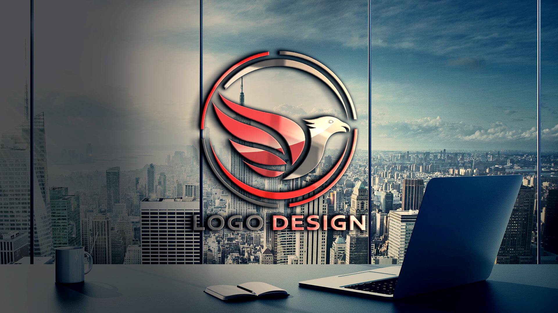 Free Download Logo web template colored bird design