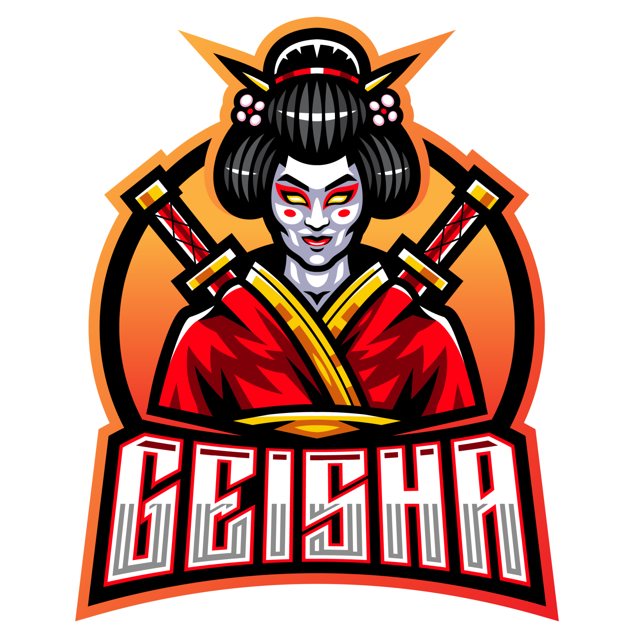 Free Geisha Mascot Logo Template – GraphicsFamily
