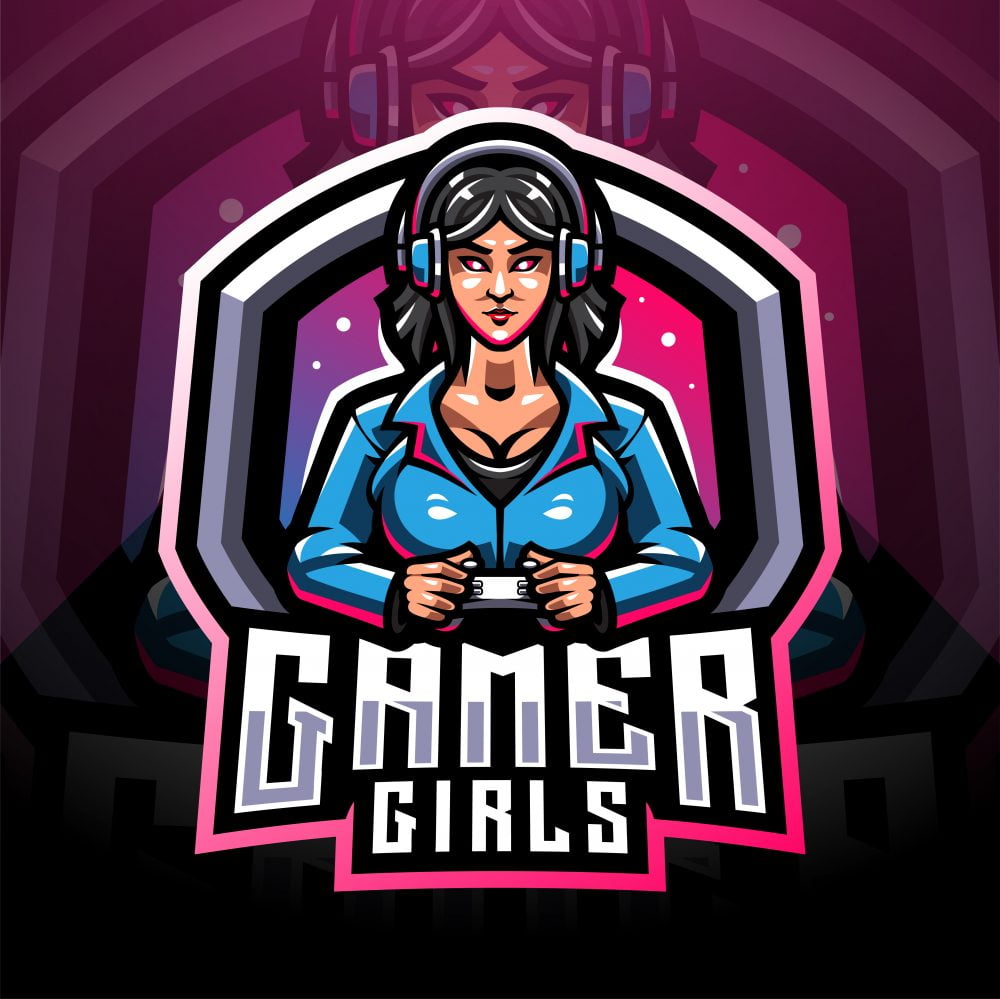 Premium Vector | Streamer gamer girl esport logo template