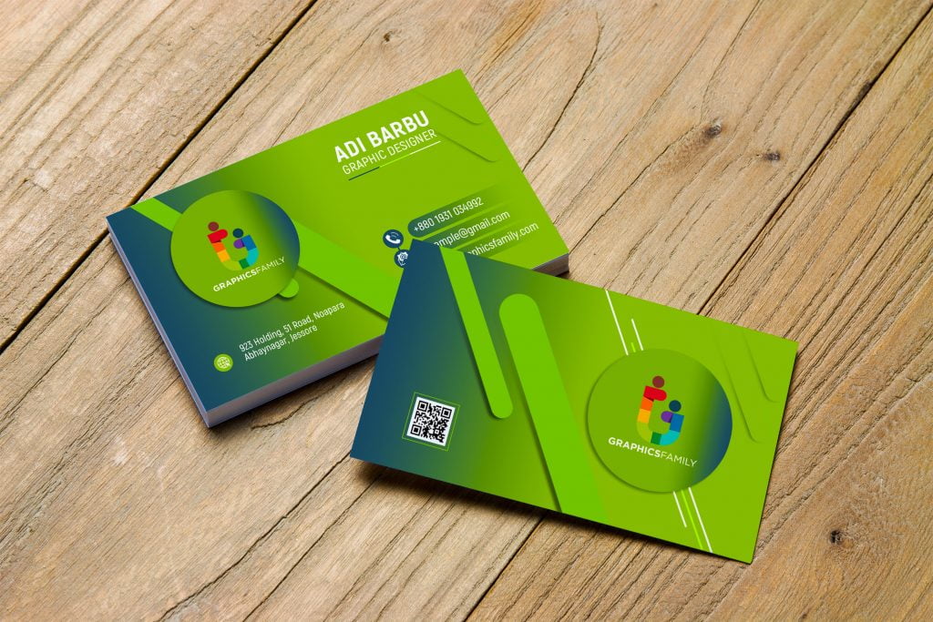 Simple Green Business Card Design – GraphicsFamily