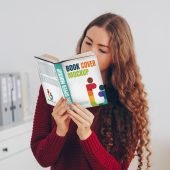 Girl with Book Cover Mockup