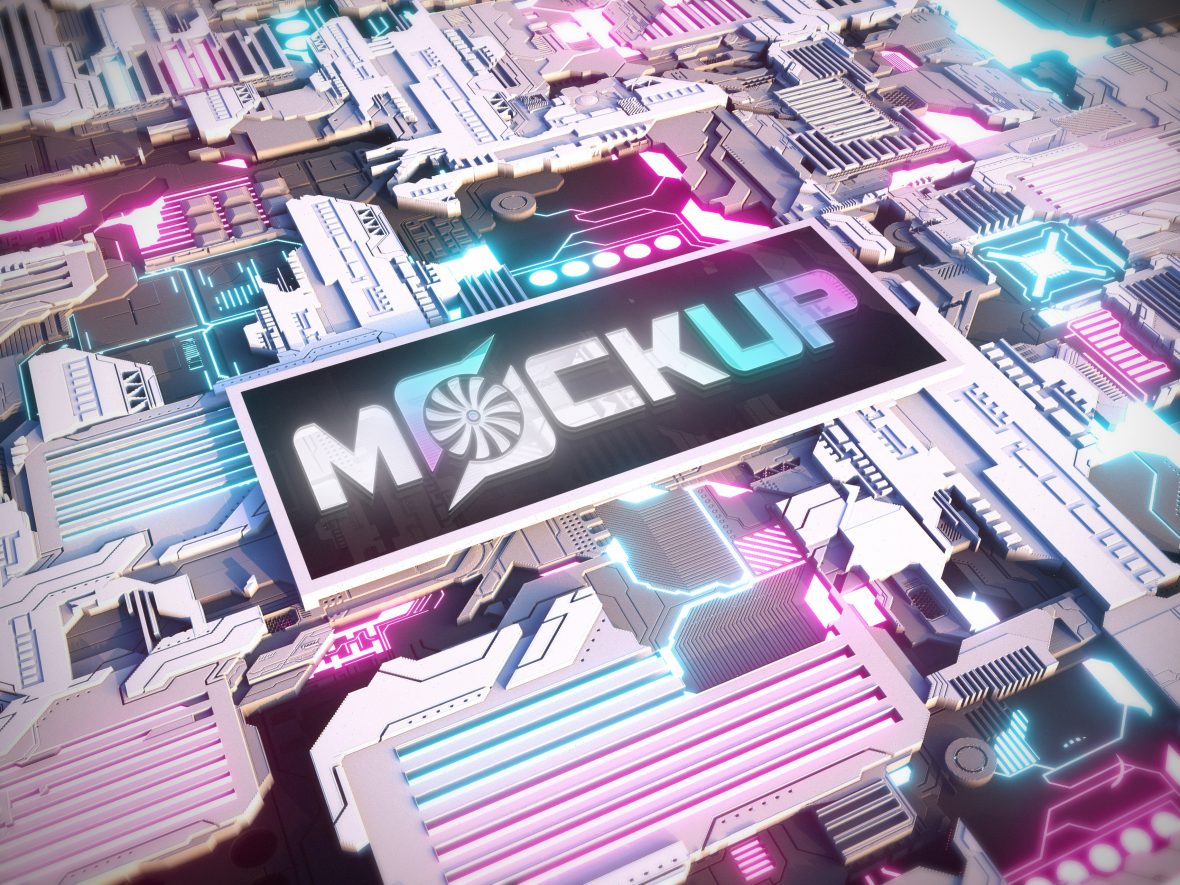 Logo Mockup with Sci-Fi Technology Style