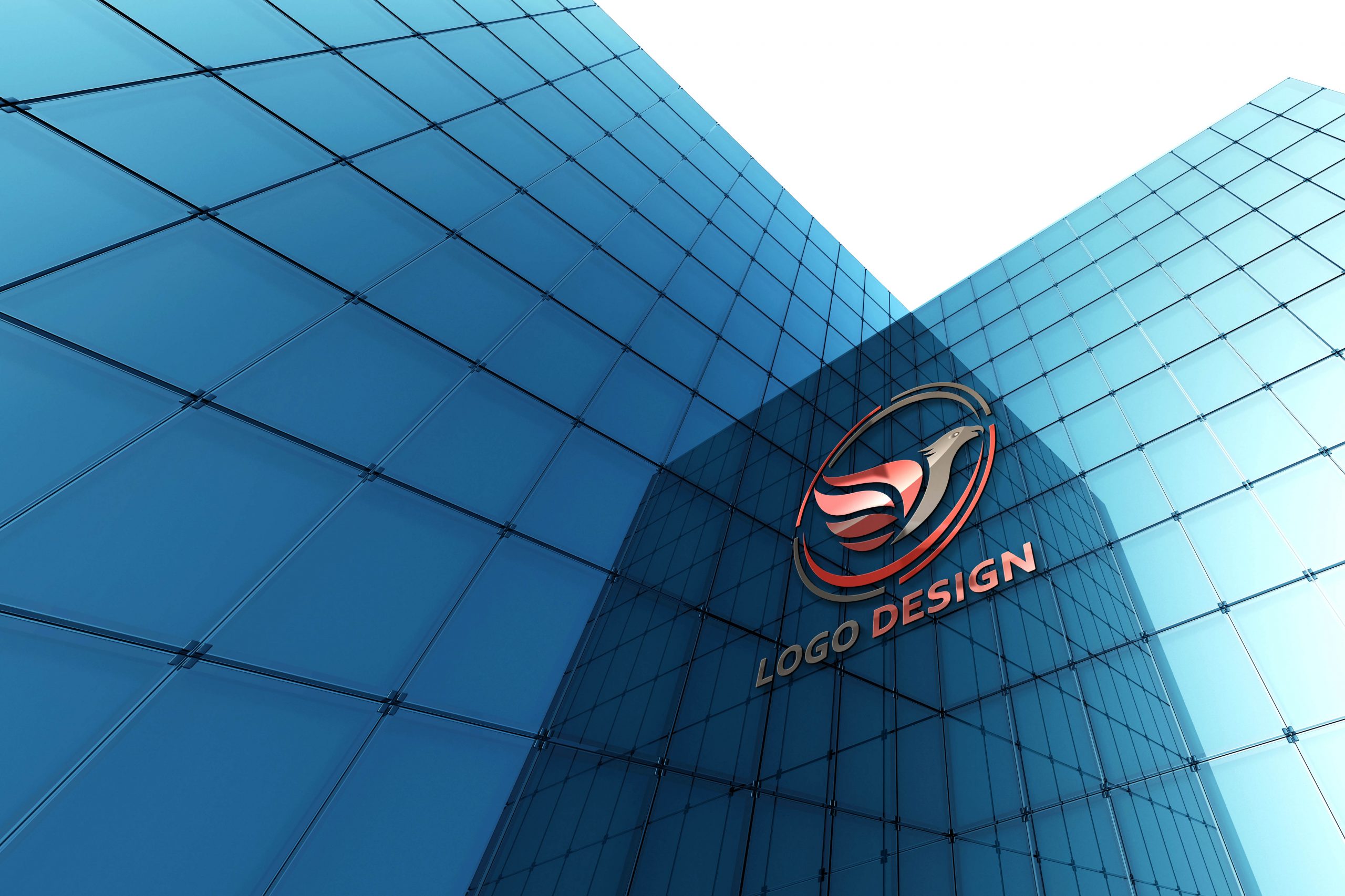 Logo web template colored bird design PSD download