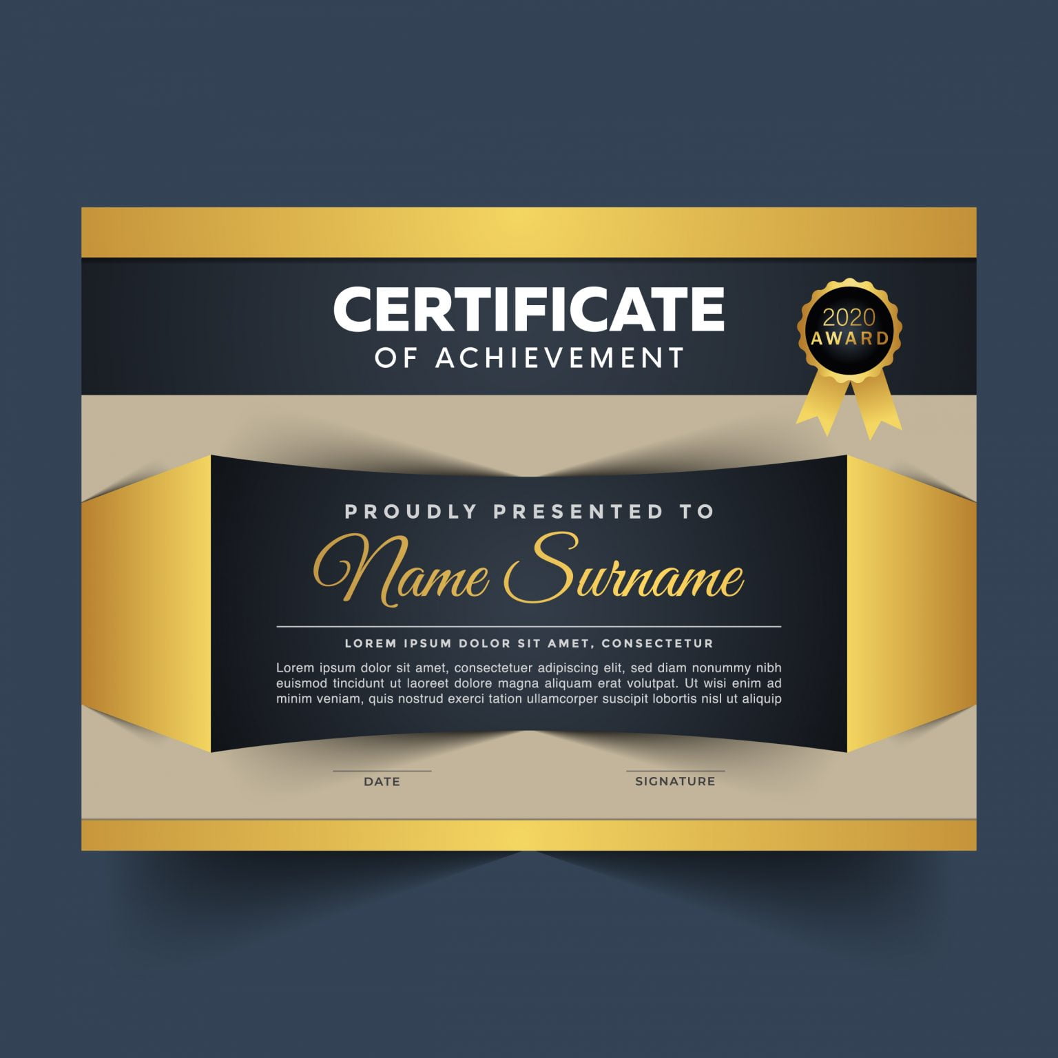 Modern Editable Landscape Certificate Template GraphicsFamily