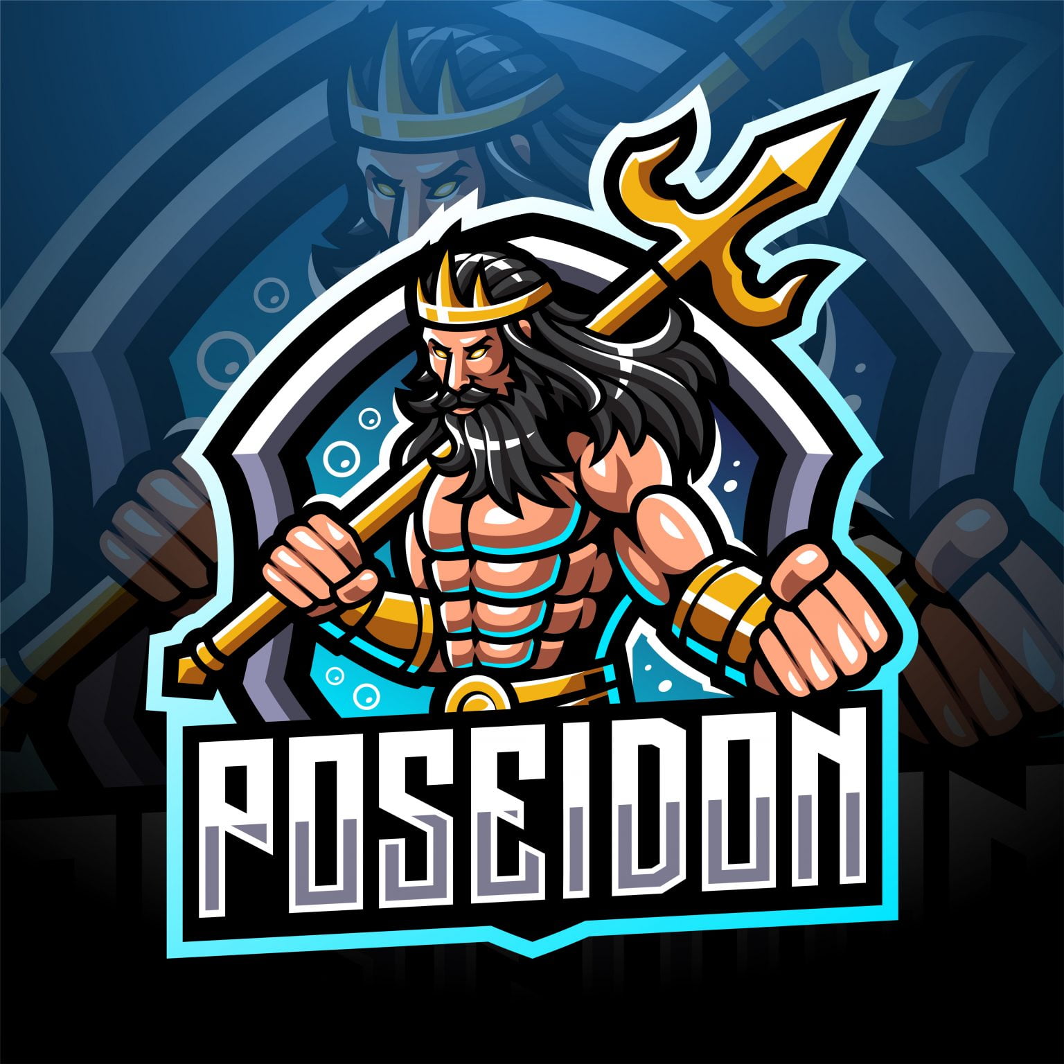 Poseidon Mascot Logo – GraphicsFamily