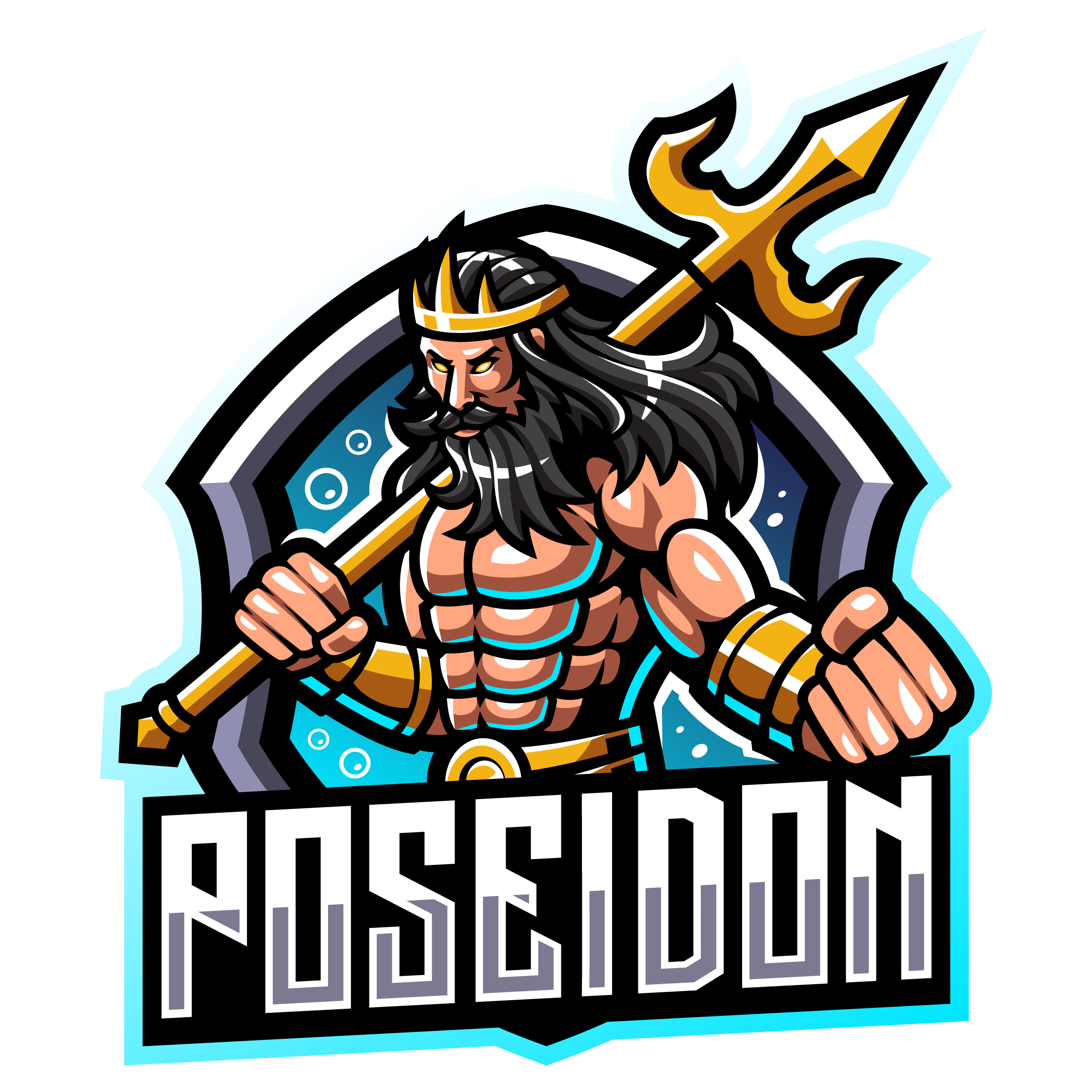 Poseidon Mascot Logo – GraphicsFamily