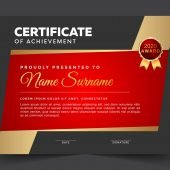 Red Gold Certificate Template For Multipurpose Diploma Award Or Graduation