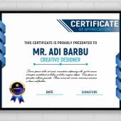 Simple Blue and White Certificate Design