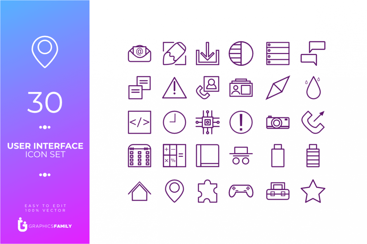 Free User Interface Icon Pack - 30 SVG