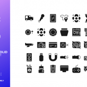 30 Control Icon Set Solid Style (SVG)