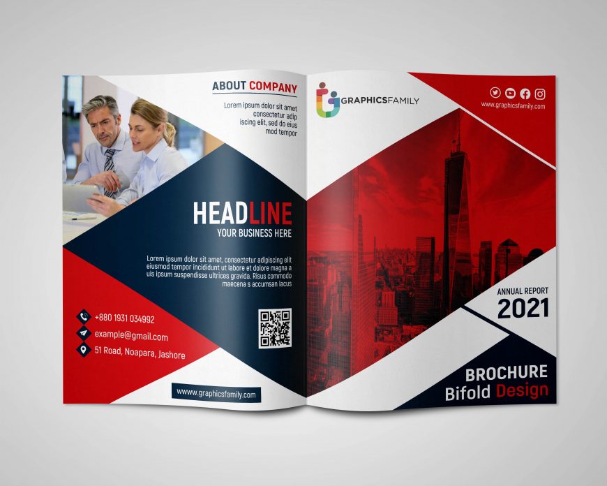 Bifold Brochure Design PSD – GraphicsFamily