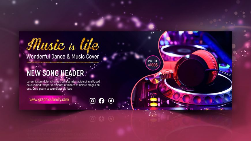 Dance and Music Free Facebook Cover Design Template