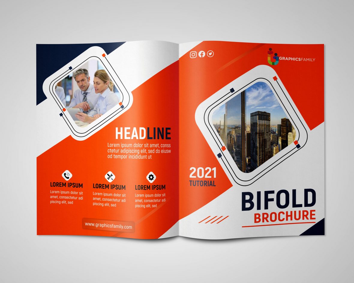 Free Download Simple Bifold Brochure Design for Photoshop