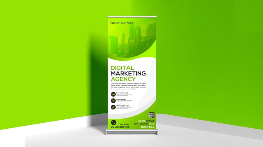 Free Editable Photoshop Roll Up Banner Design
