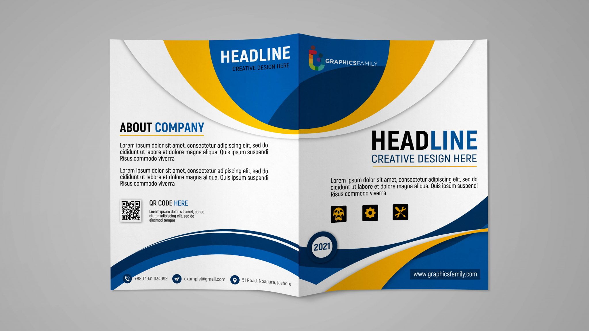 Professional Bifold Brochure Design Template – GraphicsFamily