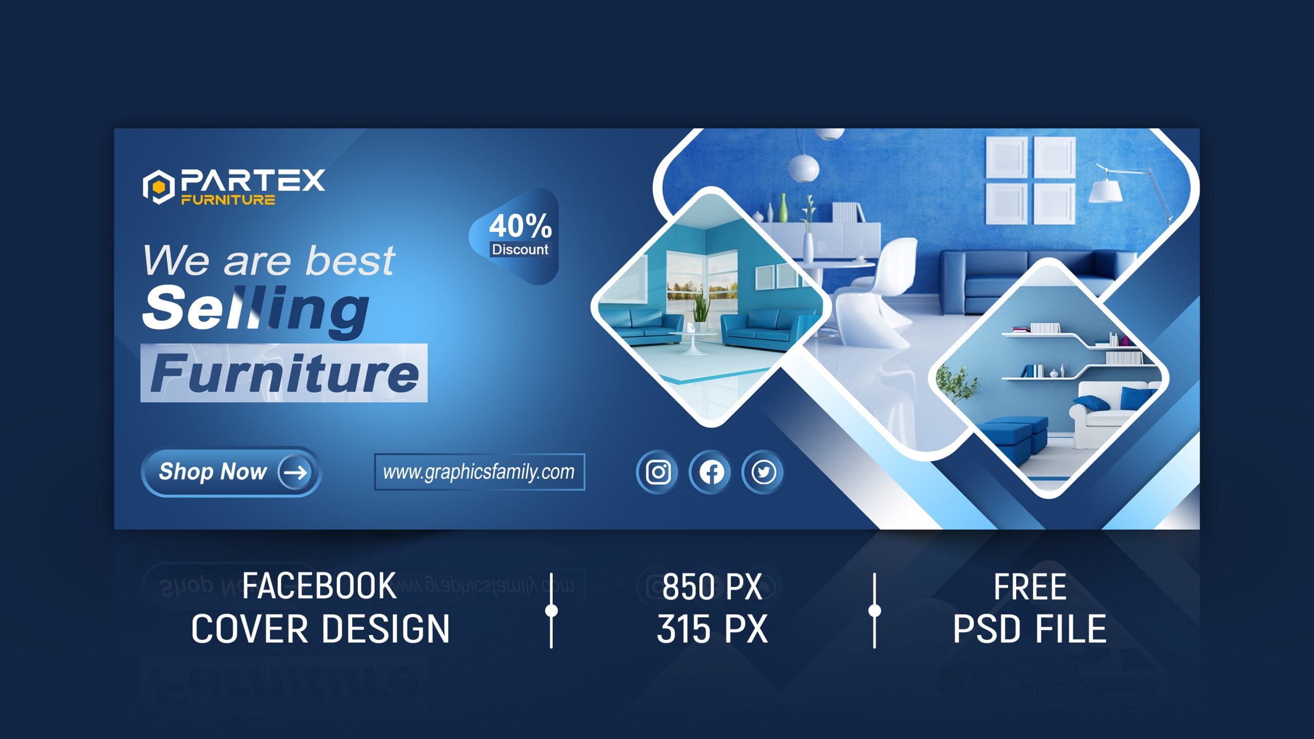 Furniture Store Editable Facebook Cover Design – GraphicsFamily
