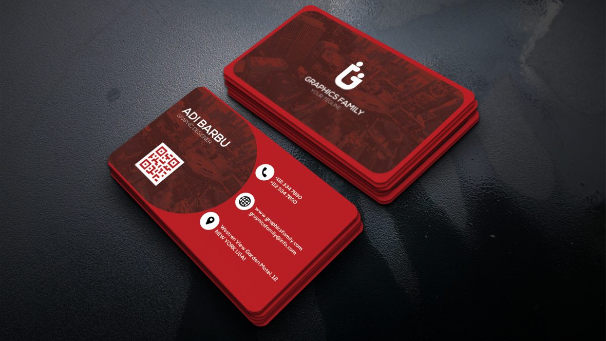 Graphic Designer Red Visiting Card Template