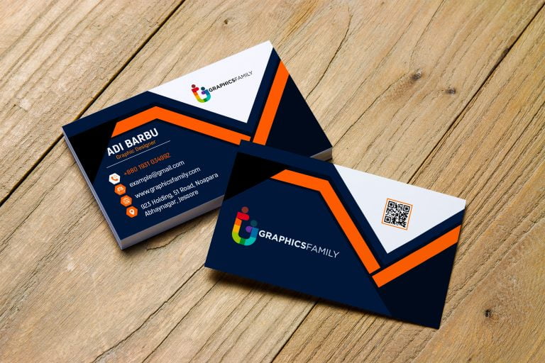 Orange Blue White Visiting Card Template in Photoshop – GraphicsFamily