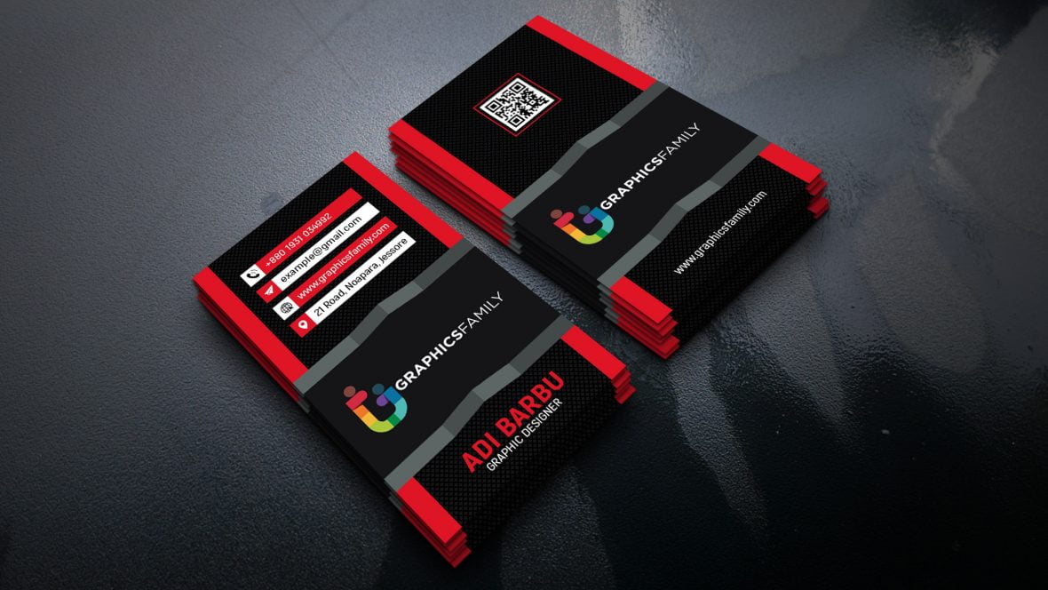 Modern 3D Red Visiting Card Design