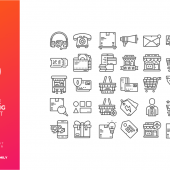 30 Online Shopping Icon Set Line Style