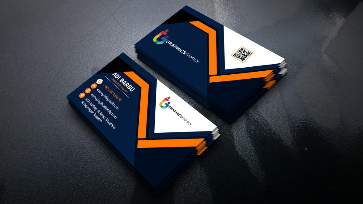 Orange Blue White Visiting Card Template in Photoshop