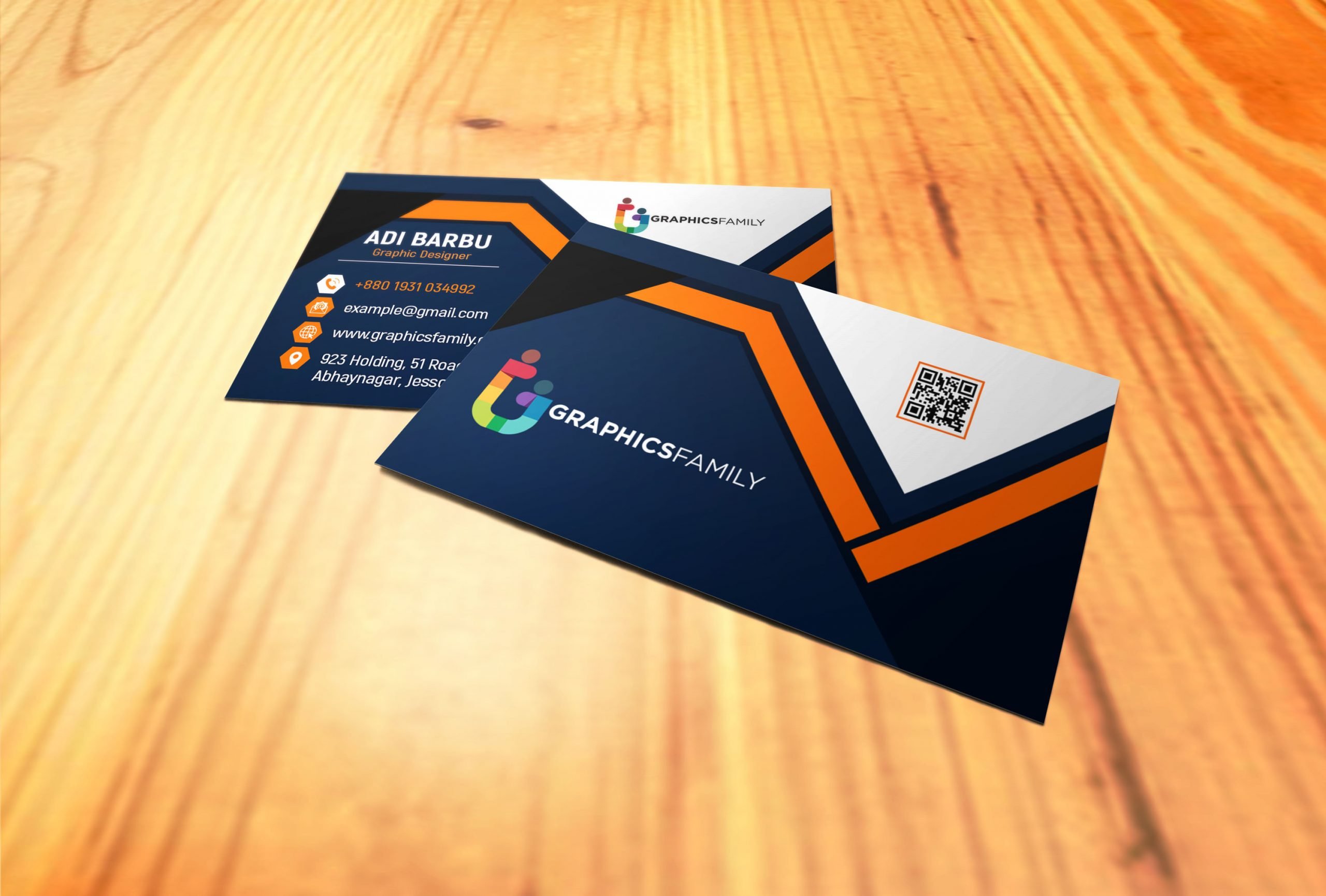 Orange Blue White Visiting Card Template in Photoshop Download